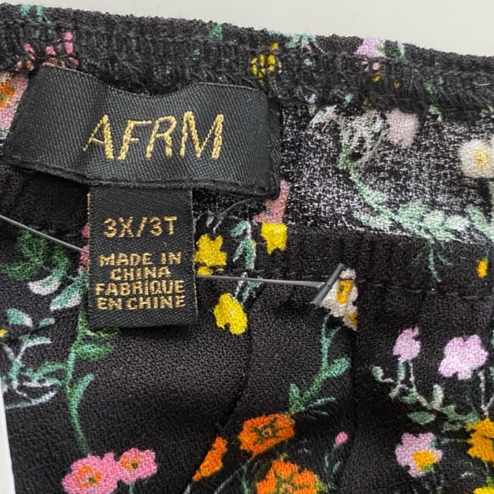 AFRM NWT Soph Spring Garden Ditsy black long sleeve cross back smocked waist - Picture 6 of 7
